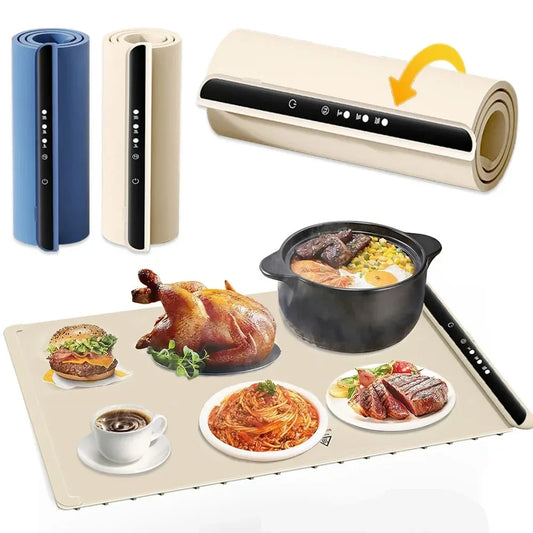 Electric Warming Tray Food Warmer Mat Foldable Food Warm Plate Party Fast Heating Plate Portable Silicone Electric Warming Tray